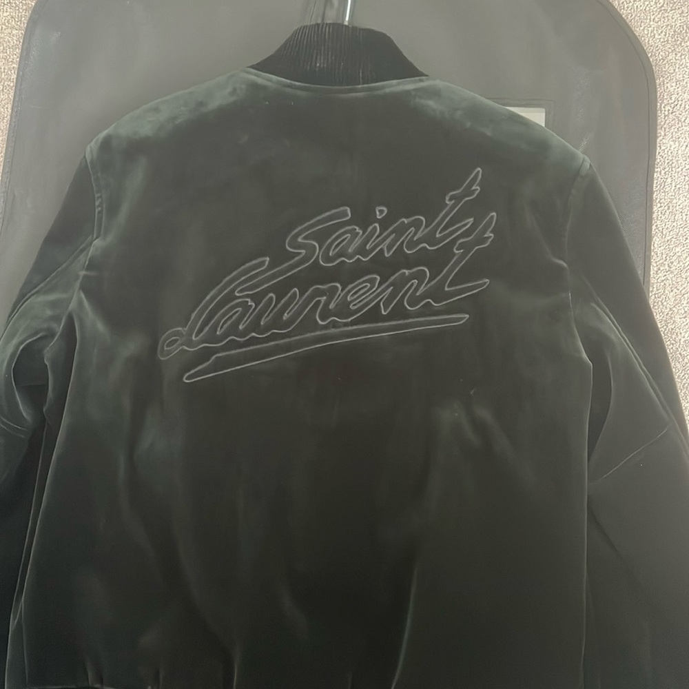 Saint Laurent Men's Velvet Logo Teddy Jacket - Picture 11 of 16